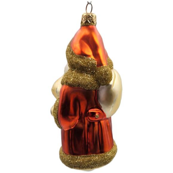 Patricia Breen Santa Claus and Teddy Orange Gold Christmas Tree Ornament Full - Picture 8 of 11